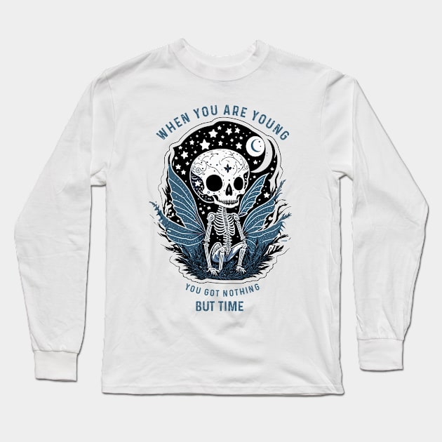 whimsical Skeleton Long Sleeve T-Shirt by Kingrocker Clothing